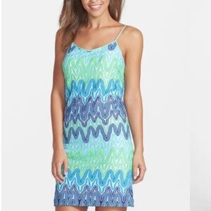 Lilly Pulitzer  Crochet Mini Dress Sleeveless Dress Blue Green Size XS